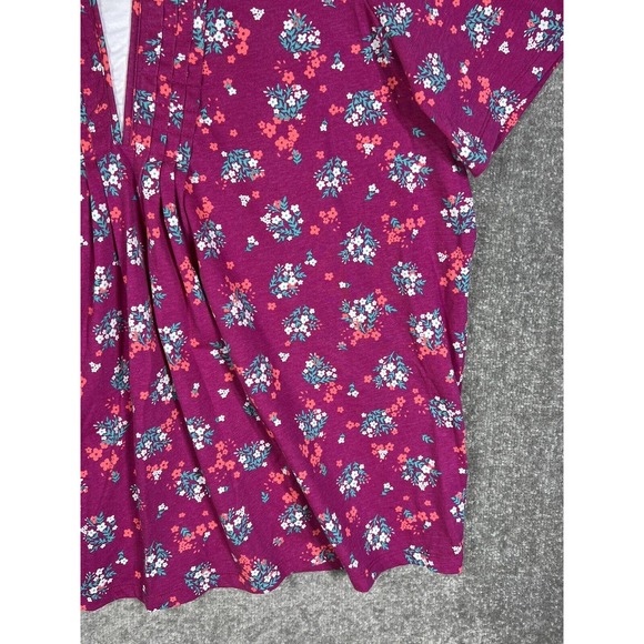 Woman Within Tunic Top Womens Size 22/24 1X Floral Pintuck Pleated Pullover - Picture 7 of 14